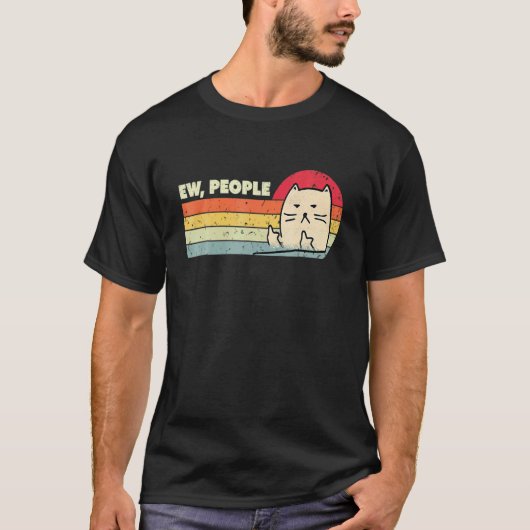 レトロなスタイル 嫌な人々 猫 ネコ Tシャツ (正面)