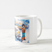 レトロなスノーモービルの女の子 コーヒーマグカップ (正面右)