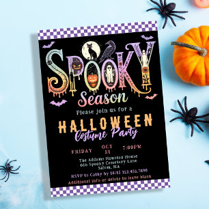 レトロなスプーキーシーズンのパステルハロウィンコスチュームパーティー 招待状