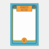 レトロなスポーツカード風ブルーのポストイットノート ポストイット (正面)