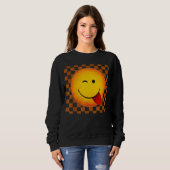 レトロなスマイル柄チェックパターン Happy Face Tシャツ (正面フル)