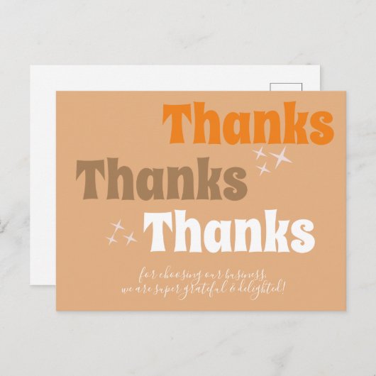 レトロなスモールビジネススターズ グルーヴィー サンクス ポストカード (正面/裏面)