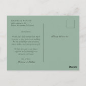 レトロなセージグリーンのシノワズリーディザインの感謝を伝えるポストカードです。 ポストカード (裏面)