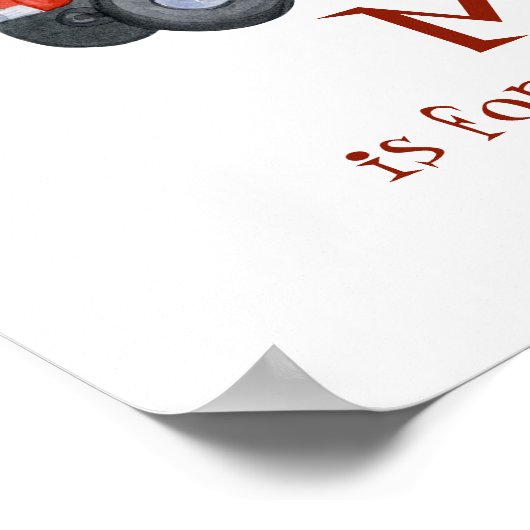 レトロなソックモンキーとペダルカーの赤ちゃん男の子ギフト ポスター (角)