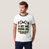 レトロなソフトママ時代の蝶々フラワーデザイン Tシャツ (正面フル)
