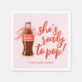 レトロなソーダガールのベビーシャワー She's Ready to Pop スタンダードカクテルナプキン