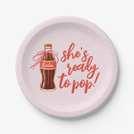 レトロなソーダガールのベビーシャワー She's Ready to Pop ペーパープレート