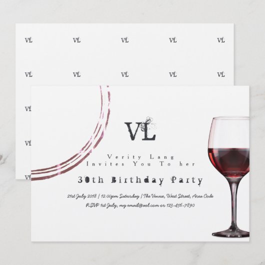 レトロなタイプライターのバースデー招待状 30歳 40歳 50歳 招待状 (正面/裏面)