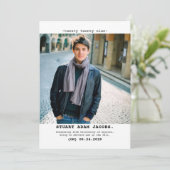 レトロなタイプライターの卒業発表 案内状 (スタンド正面)