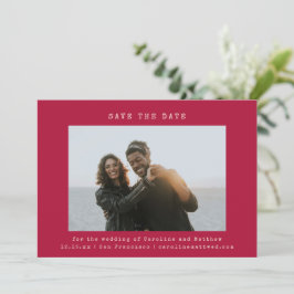 レトロなタイプライター風フォントが可愛い結婚式の写真シンプル セーブザデート