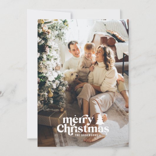 レトロなタイポグラフィがモダンなフルフォトのホリデーカード シーズンカード (正面)