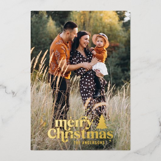 レトロなタイポグラフィが現代風にアレンジされたフルフォト 箔シーズンカード (正面)