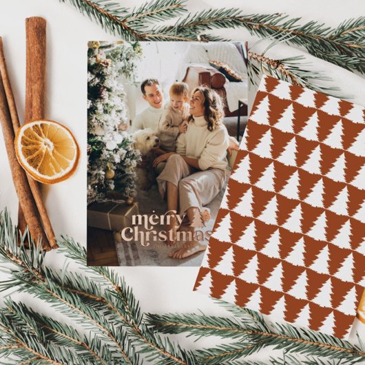 レトロなタイポグラフィが現代風にアレンジされたフル写真 箔シーズンカード