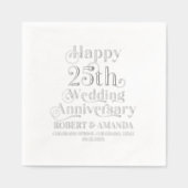 レトロなタイポグラフィで祝う結婚25周年記念 箔ナプキン (正面)