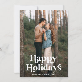 レトロなタイポグラフィで「Happy Holidays」フォト シーズンカード