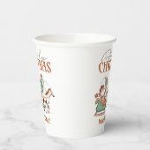 レトロなタイポグラフィとハウディクールクリスマス 紙コップ (左)