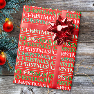 レトロなタイポグラフィのクリスマス ラッピングペーパー