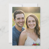 レトロなタイポグラフィの写真付き結婚式の事前告知 案内状 (裏面)