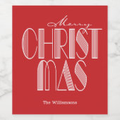 レトロなタイポグラフィーのクリスマスメッセージ ワインラベル (シングルラベル)