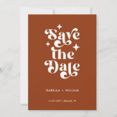 レトロなタイポグラフィーの結婚式Save The Date 案内状 (正面)