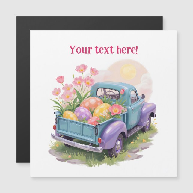 レトロなターコイズブルーとパープルのイースター トラック (正面/裏面)