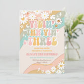 レトロなダイシーちゃんの3歳誕生日招待状 招待状 (スタンド正面)