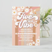 レトロなダイシーちゃんの5歳誕生日招待状 招待状 (スタンド正面)