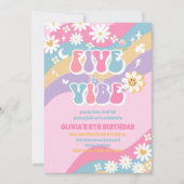 レトロなダイシーちゃん 5歳の誕生日招待状 招待状 (正面)