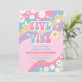 レトロなダイシーちゃん 5歳の誕生日招待状 招待状 (スタンド正面)