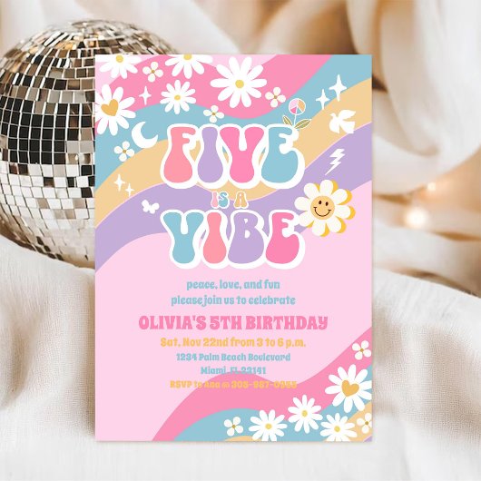 レトロなダイシーちゃん 5歳の誕生日招待状 招待状