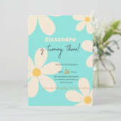 レトロなダイシーの花の子供の誕生日 招待状 (スタンド正面)