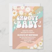 レトロなダイシーの1歳誕生日招待状 招待状 (正面)