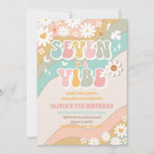 レトロなダイシーの7歳誕生日招待状 招待状 (正面)