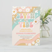 レトロなダイシーの7歳誕生日招待状 招待状 (スタンド正面)