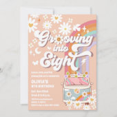 レトロなダイシーの8歳誕生日招待状 招待状 (正面)