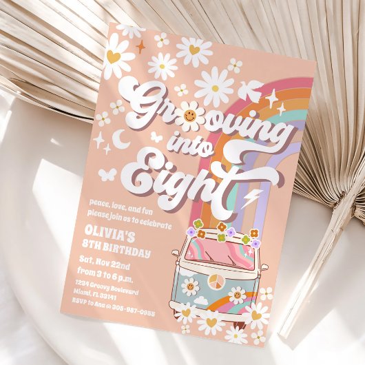 レトロなダイシーの8歳誕生日招待状 招待状