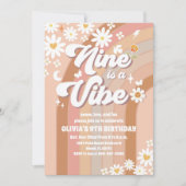 レトロなダイシーの9歳誕生日招待状 招待状 (正面)