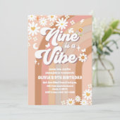 レトロなダイシーの9歳誕生日招待状 招待状 (スタンド正面)