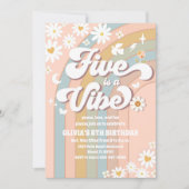 レトロなダイシーレインボー誕生日招待状 招待状 (正面)