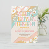 レトロなダイシーレインボー誕生日招待状 招待状 (スタンド正面)