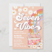 レトロなダイシーレインボー誕生日招待状 招待状 (正面)