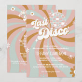 レトロなダイシー最後のディスコ独身最後の週末 招待状 (正面/裏面)