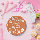 レトロなダイシー オレンジ色の結婚前お祝いパーティー ペーパープレート (パーティー)