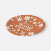 レトロなダイシー オレンジ色の結婚前お祝いパーティー ペーパープレート (アングル)