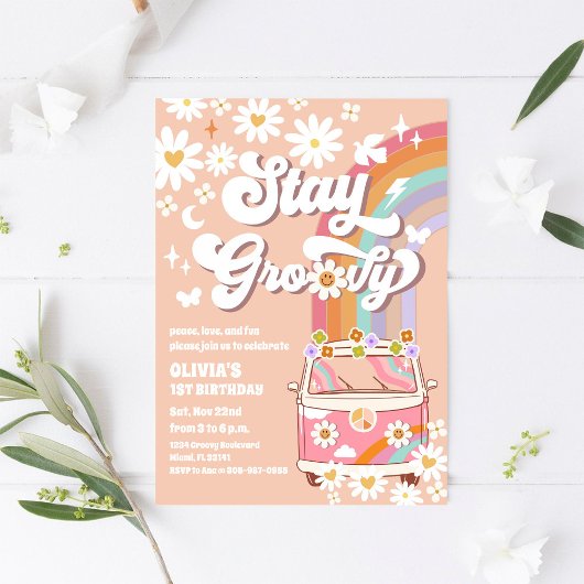 レトロなダイシー グルービー 誕生日招待状 招待状