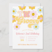 レトロなダイシー ツー グルーヴィー セカンド バースデー インビテーション (正面)