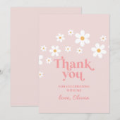 レトロなダイシー ピンクのボヘミアンスタイル サンクスギフト 招待状 (正面/裏面)