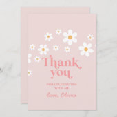 レトロなダイシー ピンクのボヘミアンスタイル サンクス ギフト 招待状 (正面/裏面)