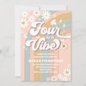 レトロなダイシー レインボー 誕生日招待状 招待状 (正面)