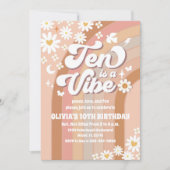 レトロなダイシー 10歳の誕生日招待状 招待状 (正面)